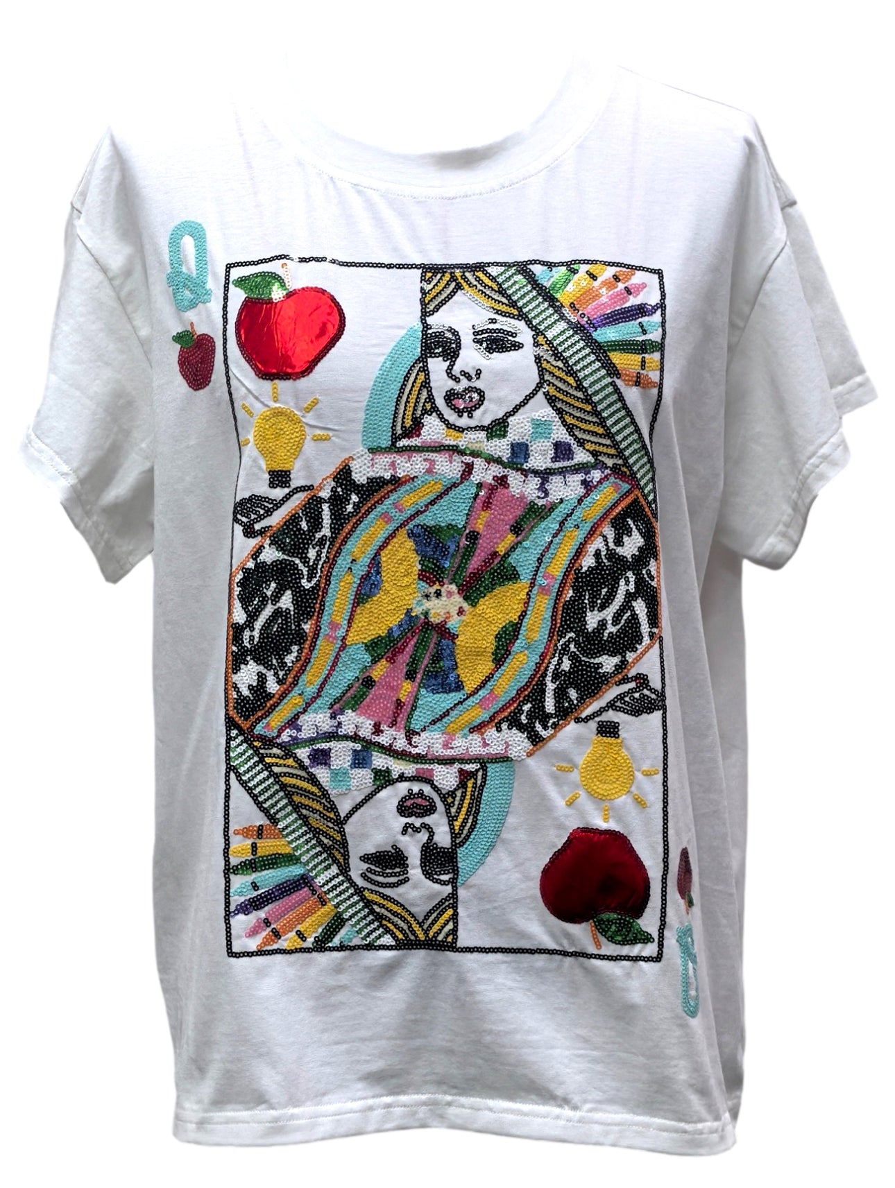 White Teacher Queen Card Tee
