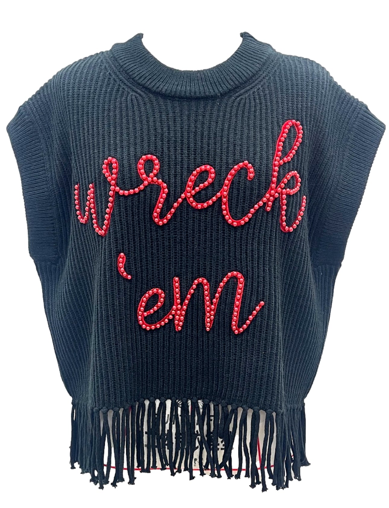 QOS Fringe 'Wreck Em' Sweater Vest