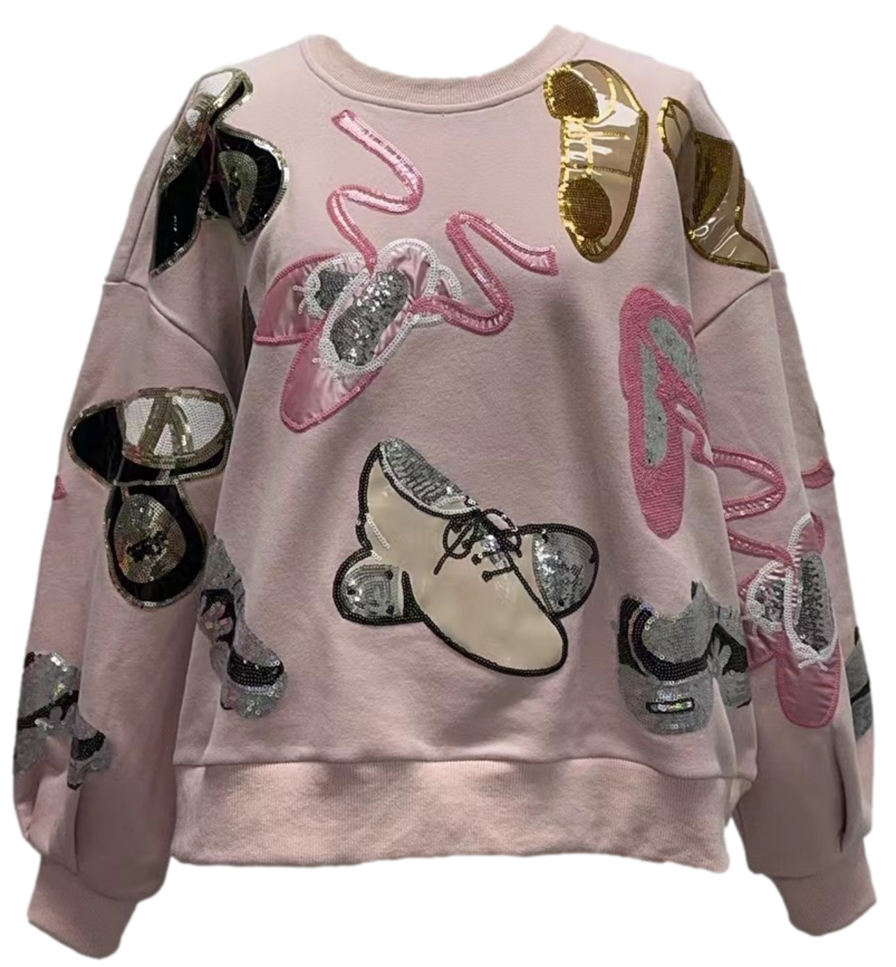 QOS Light Pink Dance Shoes Sweatshirt