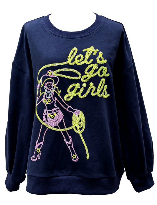 QOS Navy "Let's Go Girls" Sweatshirt